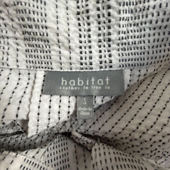 Habitat Womens Textured Button-Up Shirt Woven Stripe Pattern Black & White Small - Picture 3 of 8